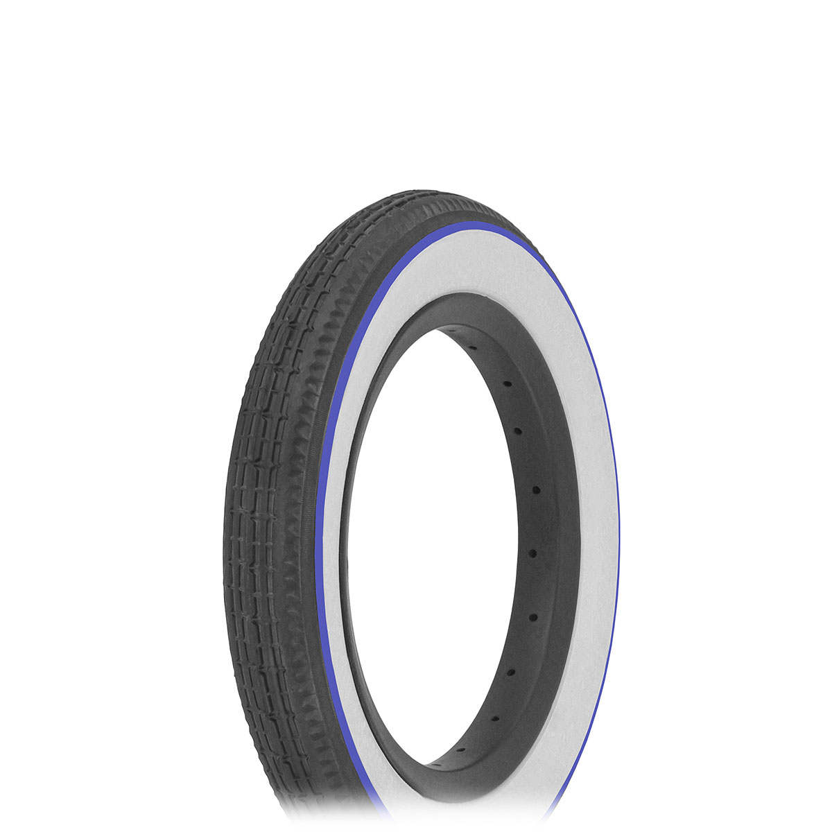Tire 12 1/2 x 2 1/4 Black/White Side Wall Blue Line Wall HF-180.